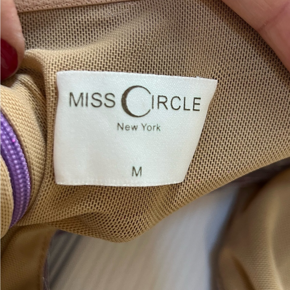 Miss Circle PARRIS LAVENDER METALLIC CUTOUT RUCHED CHIFFON MAXI DRESS Medium - Picture 9 of 11